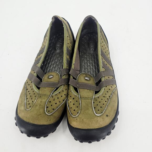 Privo Clarks Slip On Olive Green Driving Shoe Suede Leather Comfort Womens 8.5 M - Picture 2 of 10